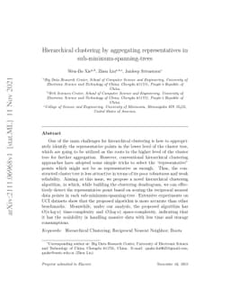 Hierarchical clustering by aggregating representatives in
  sub-minimum-spanning-trees