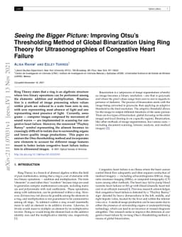 Improving the Otsu Thresholding Method of Global Binarization Using Ring
  Theory for Ultrasonographies of Congestive Heart Failure