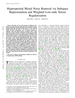 Hyperspectral Mixed Noise Removal via Subspace Representation and
  Weighted Low-rank Tensor Regularization