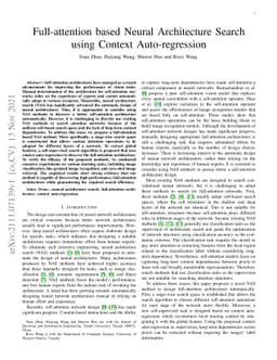 Full-attention based Neural Architecture Search using Context
  Auto-regression