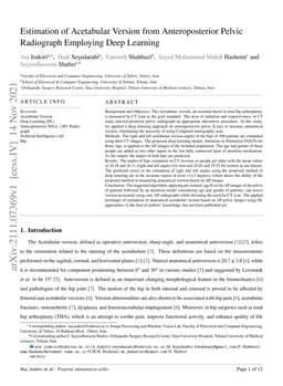 Estimation of Acetabular Version from Anteroposterior Pelvic Radiograph
  Employing Deep Learning