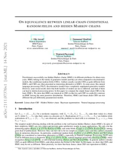 On equivalence between linear-chain conditional random fields and hidden
  Markov chains