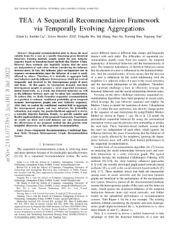 TEA: A Sequential Recommendation Framework via Temporally Evolving
  Aggregations
