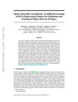 Sparse Steerable Convolutions: An Efficient Learning of
  SE(3)-Equivariant Features for Estimation and Tracking of Object Poses in 3D
  Space