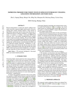 Improving Prosody for Unseen Texts in Speech Synthesis by Utilizing
  Linguistic Information and Noisy Data