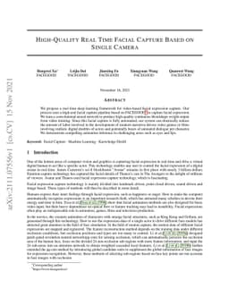 High-Quality Real Time Facial Capture Based on Single Camera