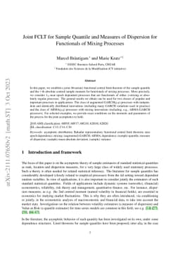 Joint FCLT for Sample Quantile and Measures of Dispersion for
  Functionals of Mixing Processes