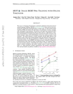 iBOT: Image BERT Pre-Training with Online Tokenizer