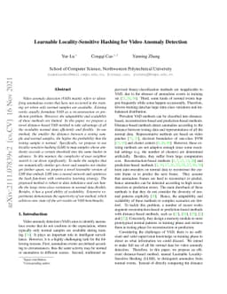 Learnable Locality-Sensitive Hashing for Video Anomaly Detection