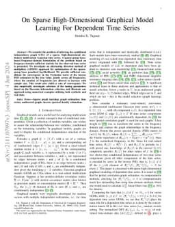 On Sparse High-Dimensional Graphical Model Learning For Dependent Time
  Series