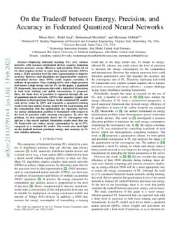 On the Tradeoff between Energy, Precision, and Accuracy in Federated
  Quantized Neural Networks
