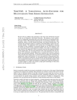 TimeVAE: A Variational Auto-Encoder for Multivariate Time Series
  Generation