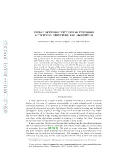 Neural networks with linear threshold activations: structure and
  algorithms