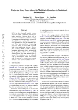 Exploring Story Generation with Multi-task Objectives in Variational
  Autoencoders