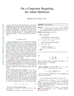 On a Conjecture Regarding the Adam Optimizer