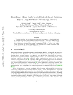 RapidRead: Global Deployment of State-of-the-art Radiology AI for a
  Large Veterinary Teleradiology Practice