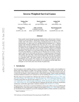 Inverse-Weighted Survival Games