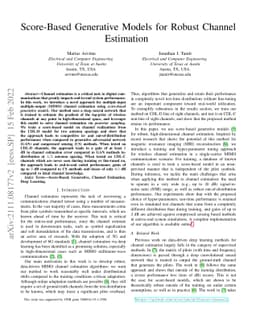 Score-Based Generative Models for Robust Channel Estimation