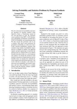 Solving Probability and Statistics Problems by Program Synthesis