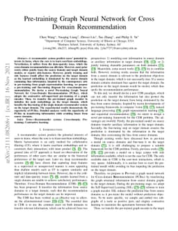 Pre-training Graph Neural Network for Cross Domain Recommendation