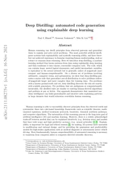 Deep Distilling: automated code generation using explainable deep
  learning