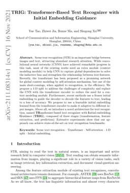 TRIG: Transformer-Based Text Recognizer with Initial Embedding Guidance
