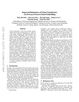 Improved Robustness of Vision Transformer via PreLayerNorm in Patch
  Embedding
