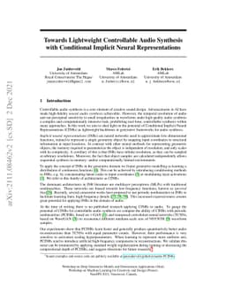 Towards Lightweight Controllable Audio Synthesis with Conditional
  Implicit Neural Representations