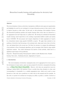 Hierarchical transfer learning with applications for electricity load
  forecasting
