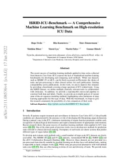 HiRID-ICU-Benchmark -- A Comprehensive Machine Learning Benchmark on
  High-resolution ICU Data