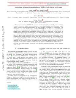 Modelling airborne transmission of SARS-CoV-2 at a local scale