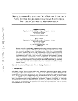 Neuron-based Pruning of Deep Neural Networks with Better Generalization
  using Kronecker Factored Curvature Approximation