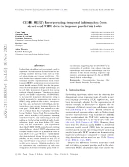 CEHR-BERT: Incorporating temporal information from structured EHR data
  to improve prediction tasks