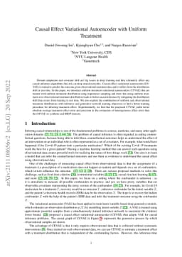 Causal Effect Variational Autoencoder with Uniform Treatment