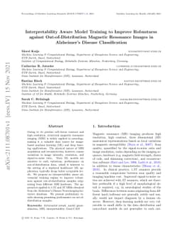 Interpretability Aware Model Training to Improve Robustness against
  Out-of-Distribution Magnetic Resonance Images in Alzheimer's Disease
  Classification