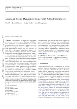 Learning Scene Dynamics from Point Cloud Sequences