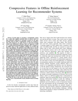 Compressive Features in Offline Reinforcement Learning for Recommender
  Systems
