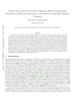 United Nation Security Council in Quantum World: Experimental
  Realization of Quantum Anonymous Veto Protocols using IBM Quantum Computer