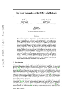 Network Generation with Differential Privacy