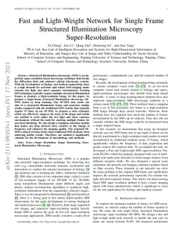 Fast and Light-Weight Network for Single Frame Structured Illumination
  Microscopy Super-Resolution