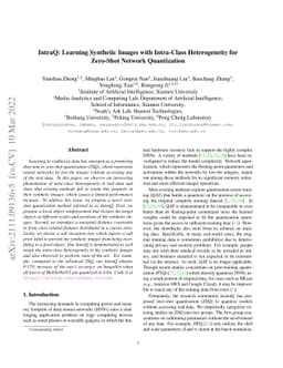 IntraQ: Learning Synthetic Images with Intra-Class Heterogeneity for
  Zero-Shot Network Quantization