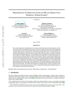 Preference Communication in Multi-Objective Normal-Form Games