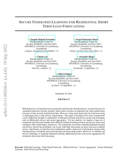 Privacy-preserving Federated Learning for Residential Short Term Load
  Forecasting