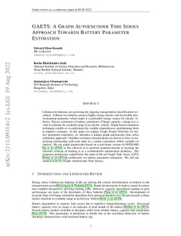 GAETS: A Graph Autoencoder Time Series Approach Towards Battery
  Parameter Estimation