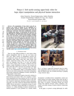 Punyo-1: Soft tactile-sensing upper-body robot for large object
  manipulation and physical human interaction