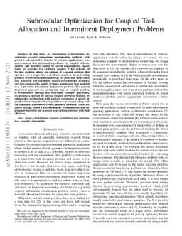 Submodular Optimization for Coupled Task Allocation and Intermittent
  Deployment Problems