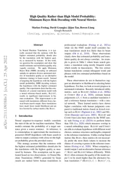 High Quality Rather than High Model Probability: Minimum Bayes Risk
  Decoding with Neural Metrics