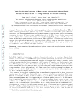 Data-driven discoveries of Bäcklund transforms and soliton evolution
  equations via deep neural network learning schemes