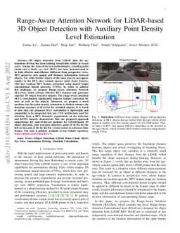 Range-Aware Attention Network for LiDAR-based 3D Object Detection with
  Auxiliary Point Density Level Estimation