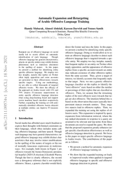 Automatic Expansion and Retargeting of Arabic Offensive Language
  Training